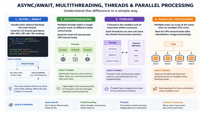  Easily understand async/await, multithreading, threads and parallel processing